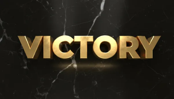 "VICTORY" in 3D Gold style